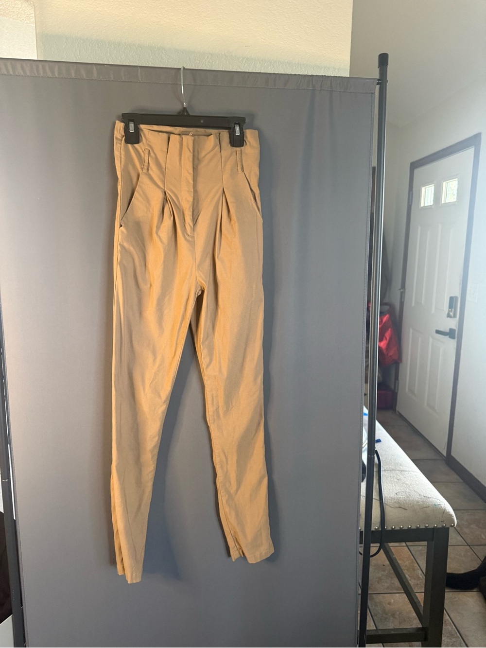 Hera Collection Khaki Pleated Chinos - Tan